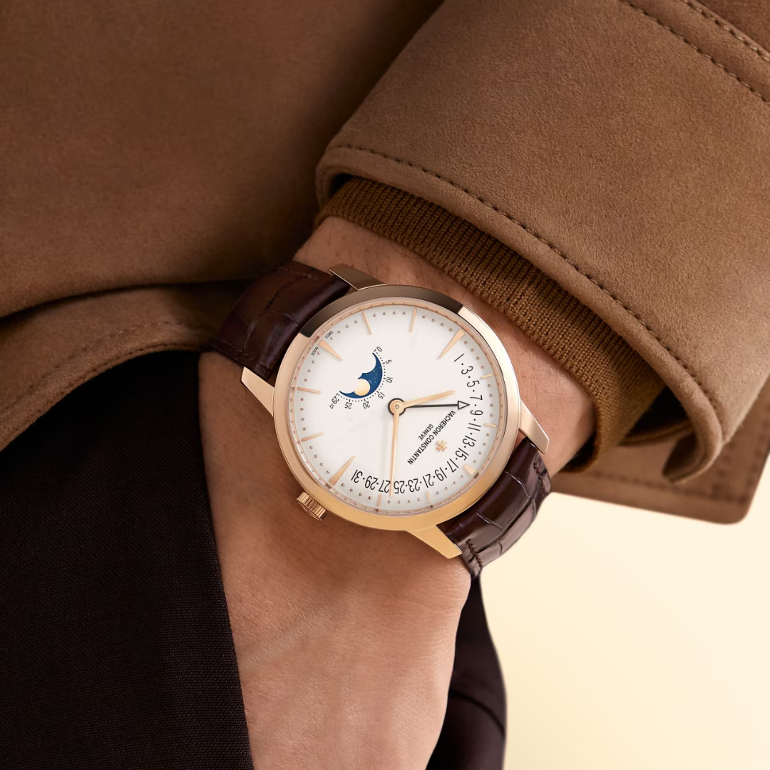Patrimony Moon Phase Retrograde Date – 42.5 mm - Pink Gold