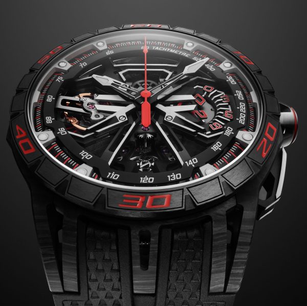 Roger Dubuis Excalibur Spider Flyback Chronograph Watch Carbon Case Sporty Car Watch 10